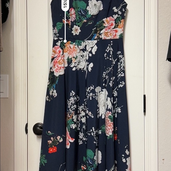Flower navy blue midi dress - Picture 6 of 9